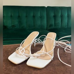 Fabulous Lace Up White Heels